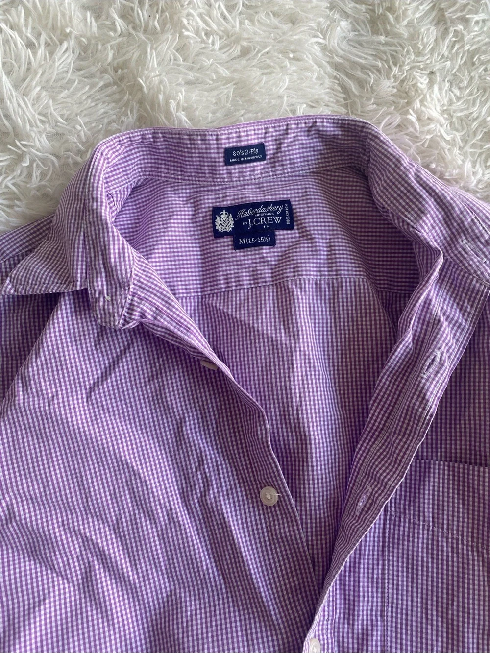 J. Crew Haberdashery Men’s Purple Striped Collared Dress Shirt size Medium